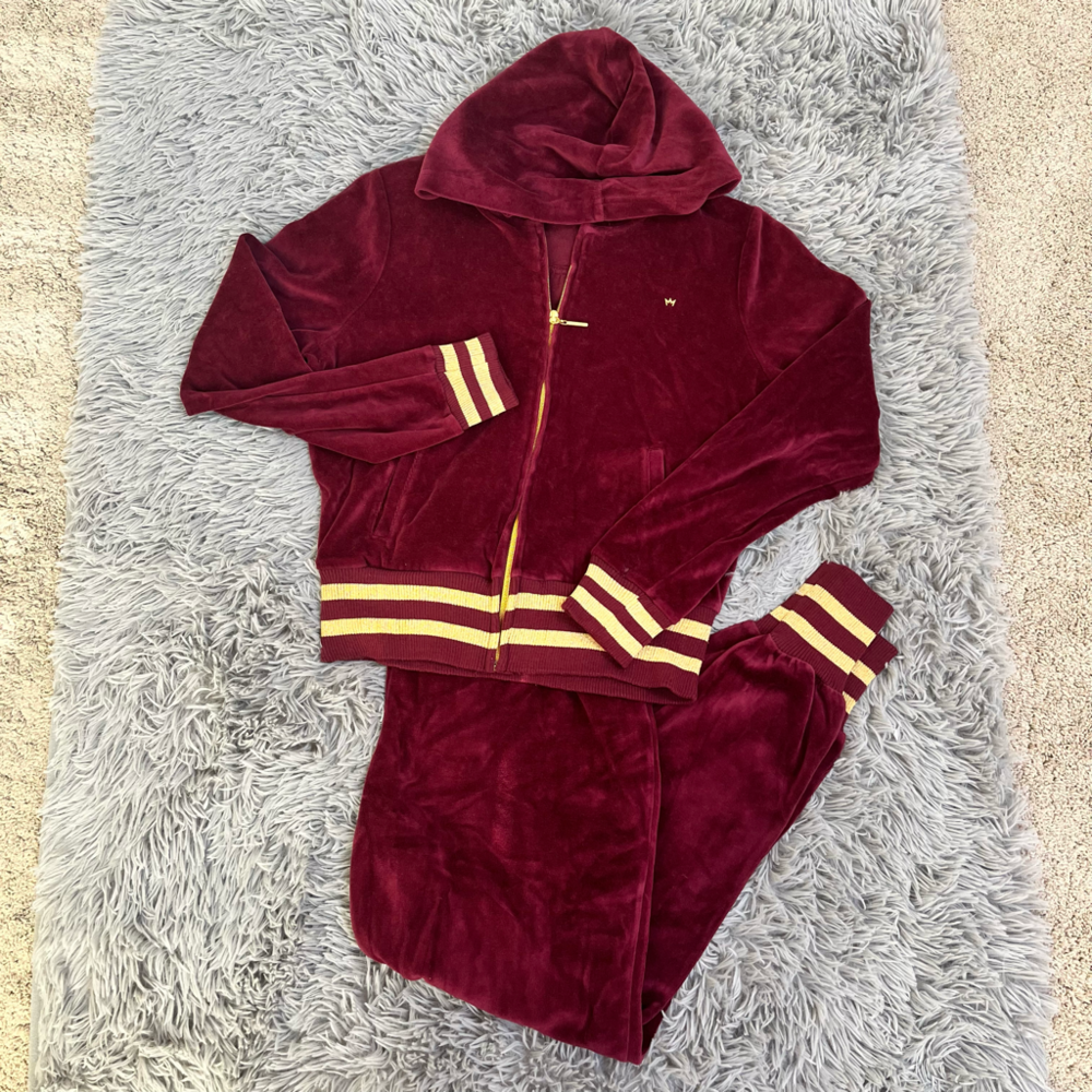 Nicki Minaj Maroon Velour Track Suit, Size XL